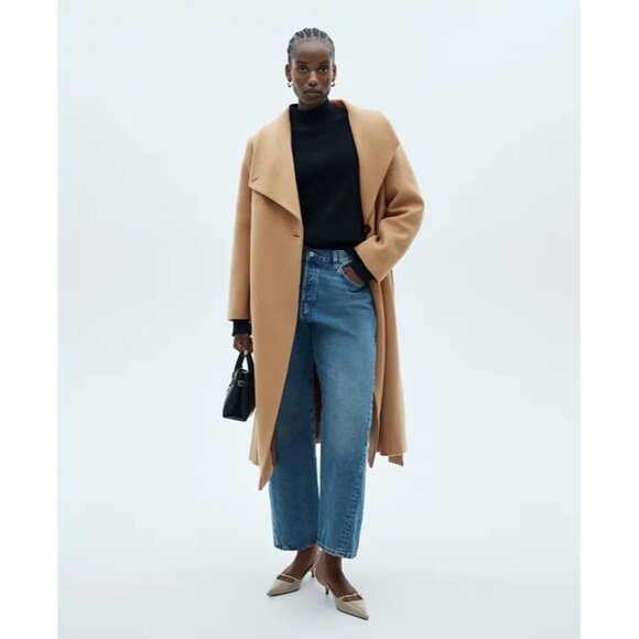 Mango Manteco Italian Wool Belted Coat in Brown - Picture 2 of 7